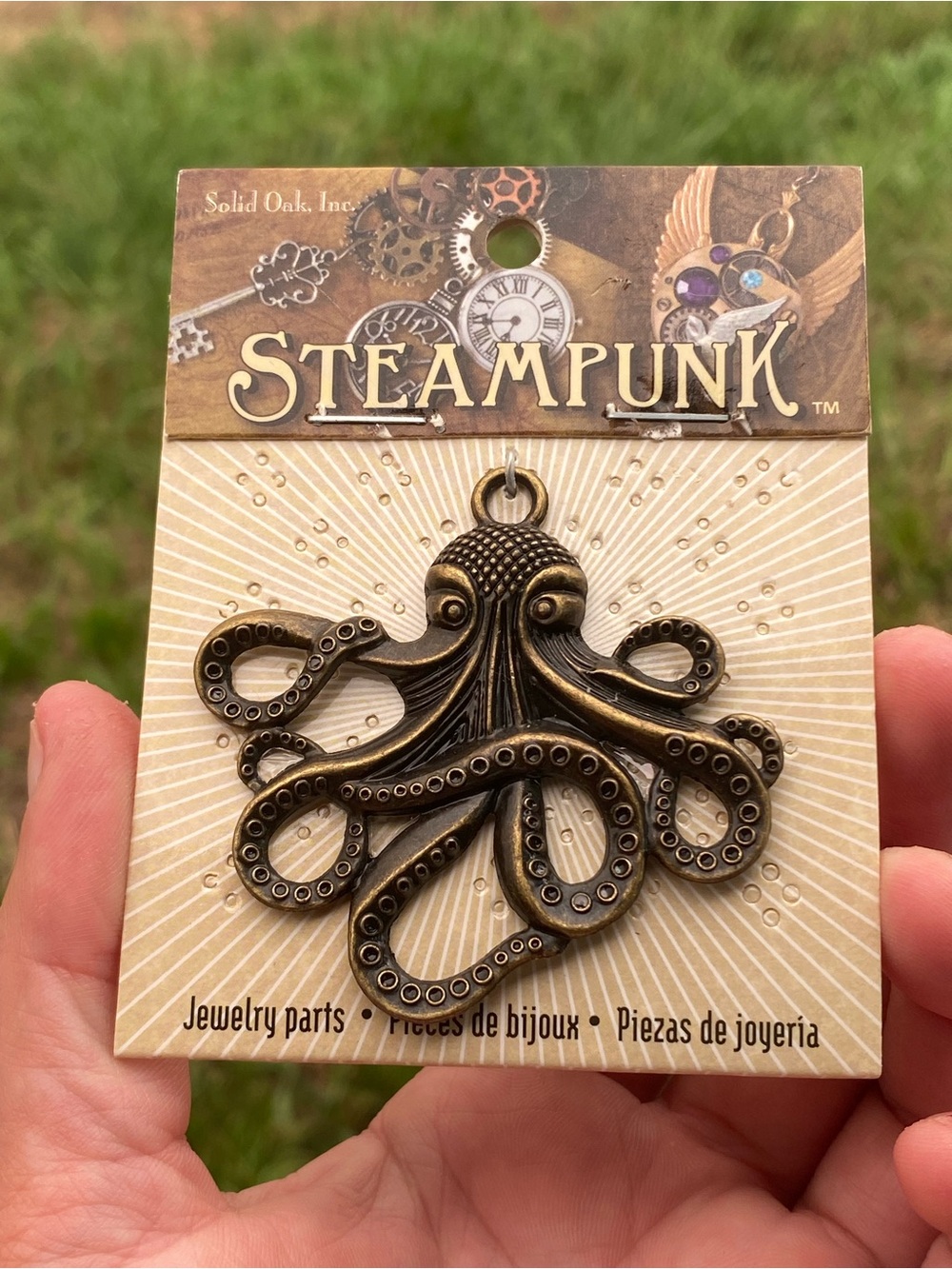 Solid Steampunk Octopus Pendant in Antique Bronze